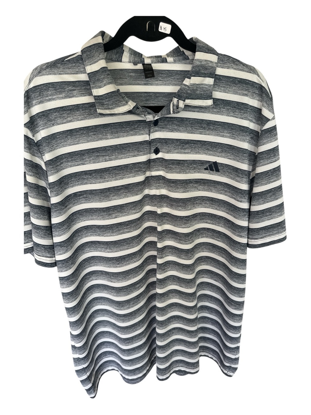 adidas Men’s Gray & White Striped Polo